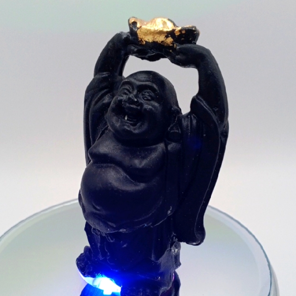 NEW Hand Made 💕 Black and Gold Laughing Buddha Figurine